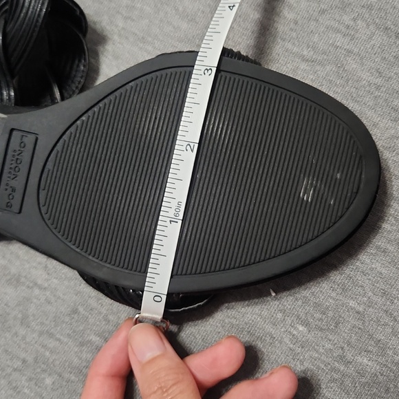 LONDON FOG Cally Vegan Faux Leather Black Kitten Heels Sandals Slippers Shoes - Picture 12 of 16